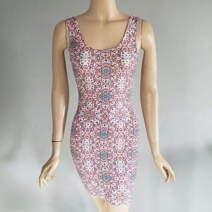 Charlotte Russe Y2K Pink Geometric Mosaic Bodycon Fitted Mini Dress Small NWT